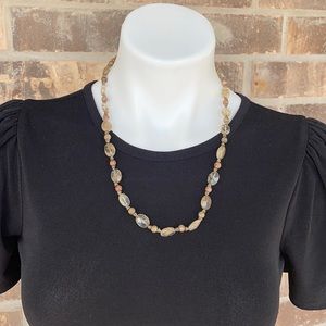 Beaded Brown, Clear, & Gray Stone Necklace